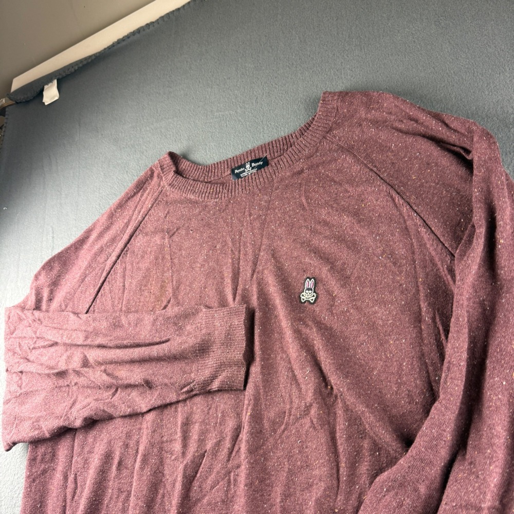 Psycho Bunny Sweater Men's 3XL Purple Speckled Cashmere Blend Jumper Crewneck